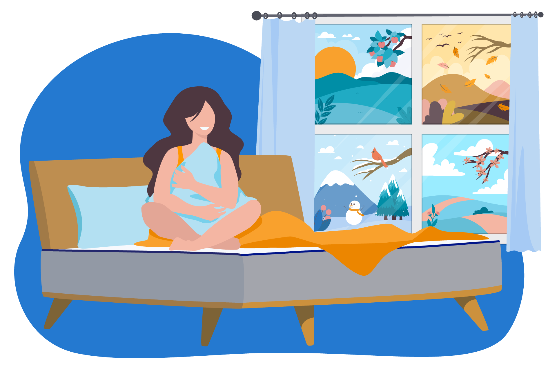 bed in different seasons